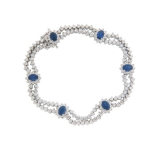7.07ct Diamond & Oval Sapphire 18k White Gold Bracelet