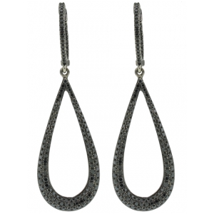 1.22ct Pear Shape Black Diamond Dangle Earrings