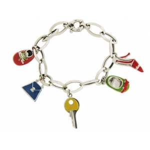 14k Italian Gold Dangling Key Handbag Shoe Charm Bracelet