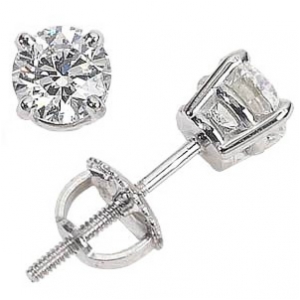 1 ct Round Diamond 14k White Gold Stud Earrings