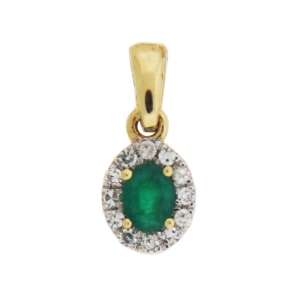Diamond & Oval Emerald 18k Gold Children Pendant