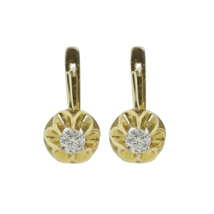 18k Solid Yellow Gold Flower Design Clip Earring