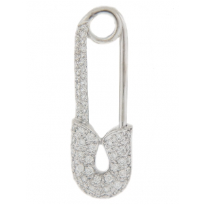 18k White Gold Pave Diamond Paper Clip Pendant
