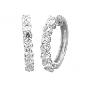 2.3 ct Diamond In & Out 18k White Gold Hoop Earrings