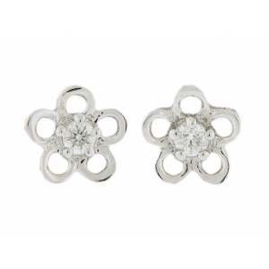 18k Solid White Gold Flower Shape Kids Stud Earring