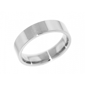 14k White Gold Flat Wedding Band 6 mm