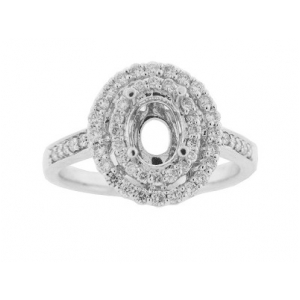 Diamond 18k Gold Double Loop Oval Semi Mount Engagement Ring