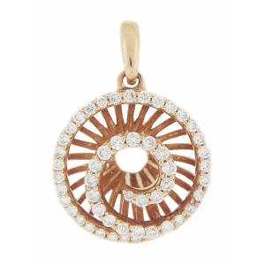 18k Pink Gold Diamond Spiral Circle Shape Pendant