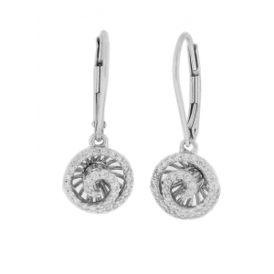 Diamond 18k White Gold Swirl LeverBack Eariings