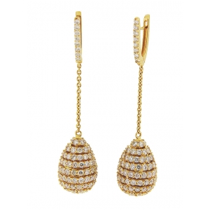 Celebrity Style Diamond Teardrop 18k Gold Dangle Earrings