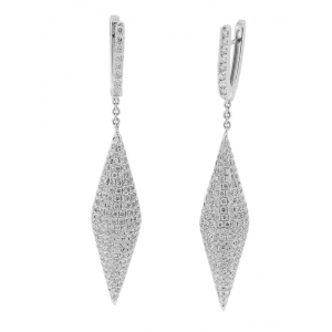 Celebrity Style Pave Diamond Drop 18k Gold Long Earrings