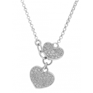 1.17ct Pave Diamond 18k White Gold Double Heart Necklace