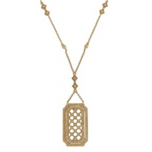 .59 ct Pave & Bezel Set Diamond 18k Yellow Gold Vintage Necklace