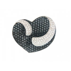 18k Black & White Gold Heart Shape 9.85ct Diamond Brooch