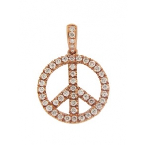 .51 ct Round Diamond 18k Rose Gold Peace Sign Pendant