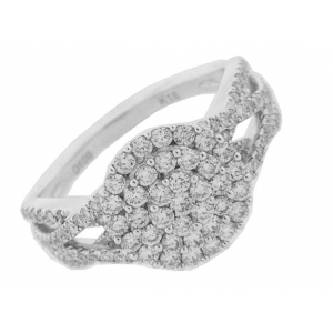 1.09ct Diamond Multi Row Cluster 18k Gold Fashion Ring