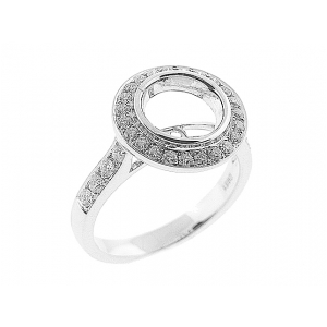 Pave Round Diamond 18k Semi Mounting Engagement Ring