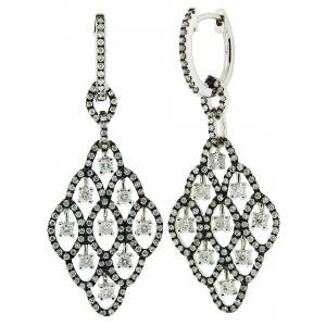18k White & Black Gold 1.67ct Diamond Chandelier Convertible Dangle Hoop Earring