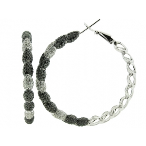 7.48ct Black & White Diamond 18k Woven White Gold Hoop Earring