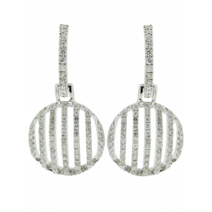 1.10ct Circle Shape Pave Diamond Dangle Earring