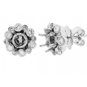 1.1 ct Bezel Set Diamond Jacket Semi Mount Gold Earrings
