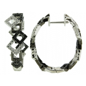 1.38ct Black & White Diamond & Square Shape Hoop Earring