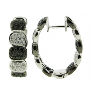 2.00ct Black & White Diamond Oval Square Shape Hoop Earring