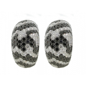 6.80 ct White & Black Diamond Zebra Stripe French Clip Earrings