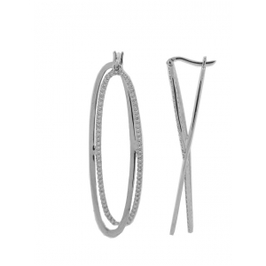 0.82ct Pave Diamond 18k White Gold Oval Dangle Earrings