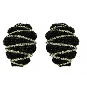 3.75ct Black & White Diamond Zig-Zag Pattern French Clip Earrings