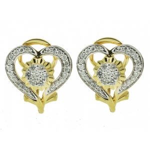 18k Yellow Gold 0.53ct Diamond Flower & Heart Shaped Huggie Earring