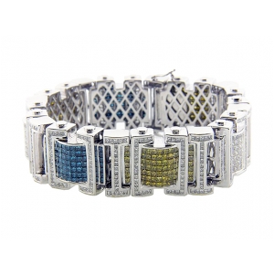 27.90 ct Princess Cut Diamond 14k Gold Men's Bracelet