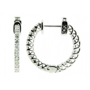 18k White Gold In & Out 0.87 Diamond Hoop Earrings