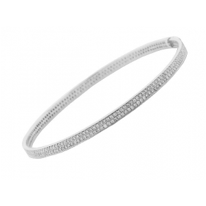 2.0ct 2 Row Pave Diamond 18k White Gold Bangle Bracelet