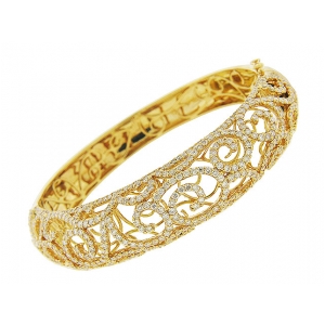 5.7ct Diamond 18k Yellow Gold Vintage Bangle Bracelet