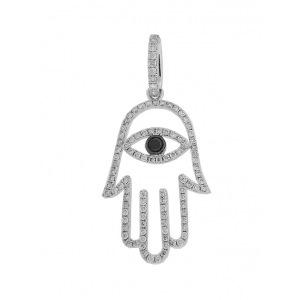 1/2ct Diamond Evil eye Hamsa 18k White Gold Pendant