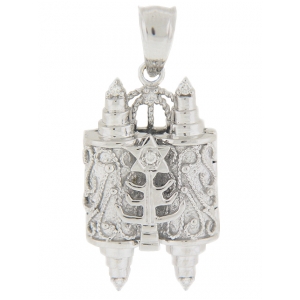 18k White Gold & Diamond Torah Book Pendant