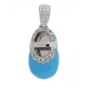 Blue Enamel Diamond Baby Boy Shoe 18k Gold Charm