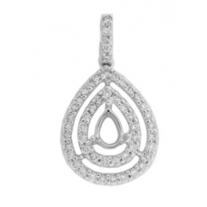 .45 ct Round Diamond Semi Mount 18k Gold Pear Shape Pendant