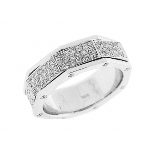 1.32 ct Pave Diamond 18k White Gold Wedding Ring for Men