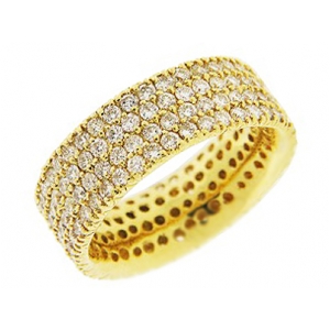 2.83 ct 4 Row Pave Diamond 18k Yellow Gold Eternity Band