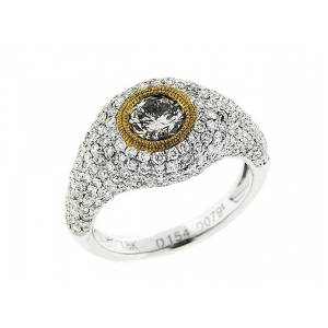 1.5 ct Pave Diamond 18k Two-Tone Gold Milgrain Engagement Ring