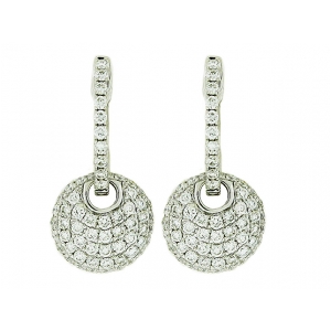 1.40 ct Pave Diamond Circle Shape Hoop & Dangle Earrings