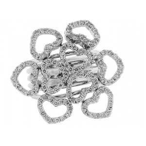1.51 ct Pave Diamond 18k White Gold Multi-Heart Ring