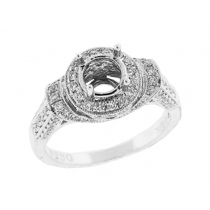Vintage Semi Mount Diamond Engagement 18k Gold Ring