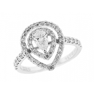 1.07 ct Pear Shape Diamond 18k White Gold Engagement Ring