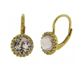 2.20 ct Lavender Amethyst & Diamond 18k Yellow Gold Earrings