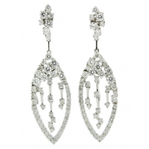 2.68ct Diamond Shape 3 Center Diamond Chandelier Dangle Earring