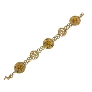 14k Yellow Gold Round Natural Citrine Bracelet
