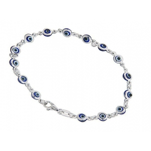 14k White Gold Evil Eye Baby Charm Bracelet